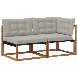 Canapé d’extérieur milieu et coin avec coussin 2 Pièce Naturel 554425554425