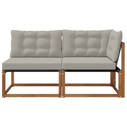 Canapé d’extérieur milieu et coin avec coussin 2 Pièce Naturel 554425554425
