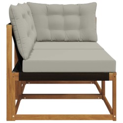 Canapé d’extérieur milieu et coin avec coussin 2 Pièce Naturel 554425554425