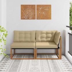 Canapé d’extérieur milieu et coin avec coussin 7 Pièce Naturel 554427554427