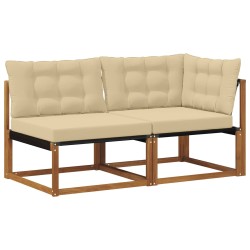 Canapé d’extérieur milieu et coin avec coussin 7 Pièce Naturel 554427554427