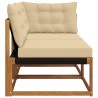 Canapé d’extérieur milieu et coin avec coussin 7 Pièce Naturel 554427554427