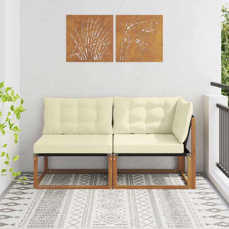 Canapé central et d'angle 2 Pièce Naturel Bois d'Acacia Massif 554433554433