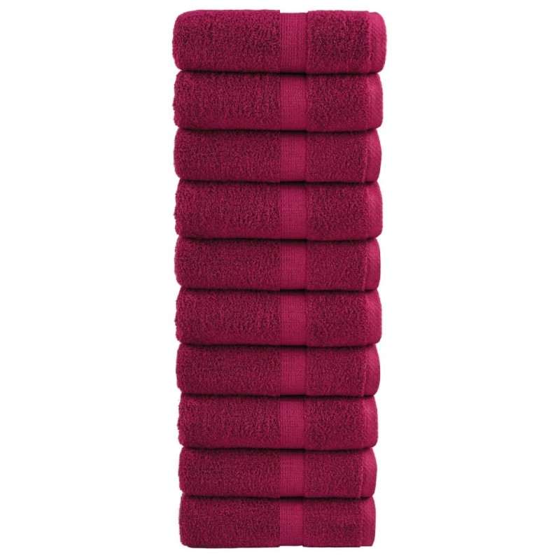 Serviettes de toilette premium SOLUND 10 pièces Bordeaux 30 x 30 cm 600 g/m² 554434554434