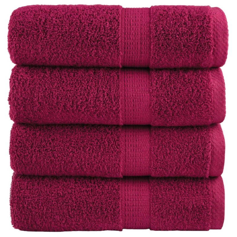 Serviettes de toilette premium SOLUND 4 pièces Bordeaux 30 x 30 cm 600 g/m² 554441554441