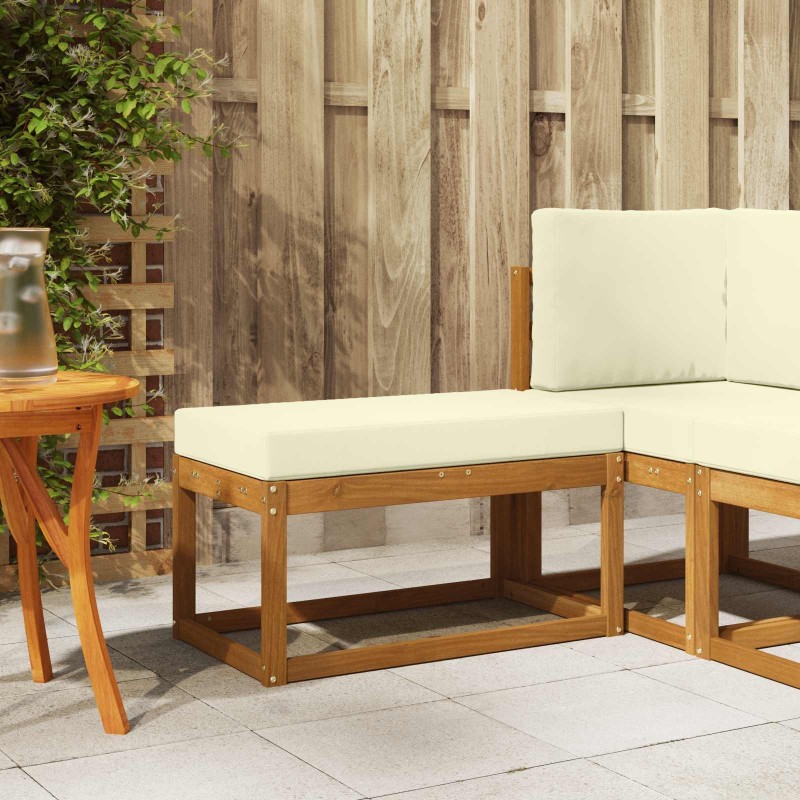 Banc de jardin avec coussin Naturel et Crème 79 x 43 x 37 cm 554486554486