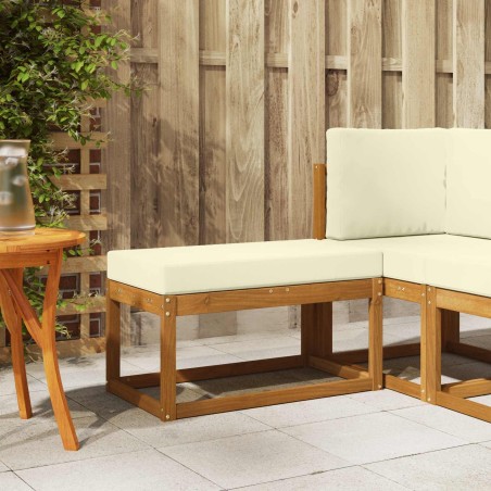 Banc de jardin avec coussin Naturel et Crème 79 x 43 x 37 cm 554486554486