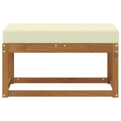 Banc de jardin avec coussin Naturel et Crème 79 x 43 x 37 cm 554486554486