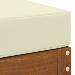 Banc de jardin avec coussin Naturel et Crème 79 x 43 x 37 cm 554486554486