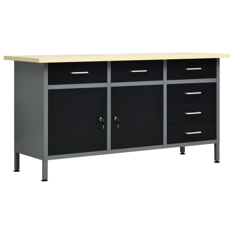 Établi Noir 160x60x85 cm Acier 554506554506
