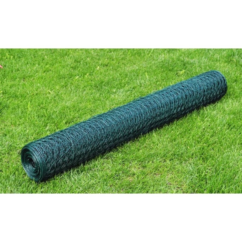 Grillage à poule avec revêtement en PVC 25x0,75 m vert 554515554515