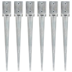 Piquets au sol 6 pcs Argenté 9x9x75 cm Acier galvanisé 554556554556