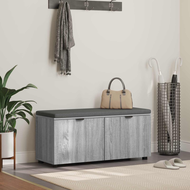Banc d'entrée avec coussin Gris Sonoma 100 x 38 x 46 cm 554559554559