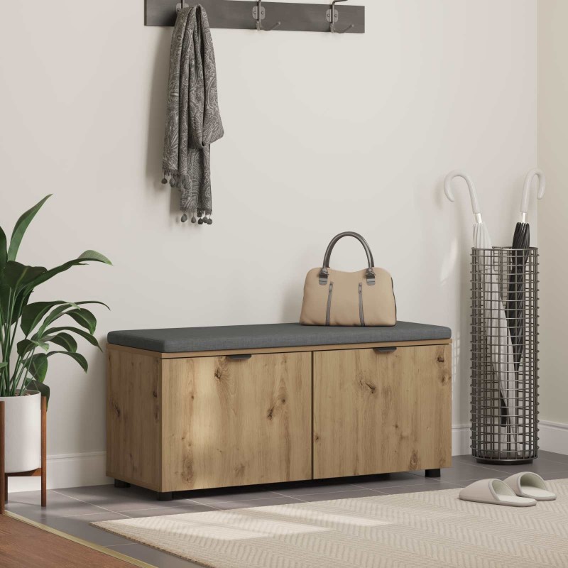 Banc d'entrée avec coussin Chêne Artisanal 100 x 38 x 46 cm 554561554561
