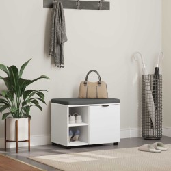 Banc d'entrée Blanc 60 x 38 x 46 cm Bois Ingénierie et Tissu 554562554562