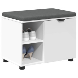 Banc d'entrée Blanc 60 x 38 x 46 cm Bois Ingénierie et Tissu 554562554562
