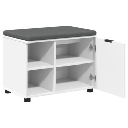 Banc d'entrée Blanc 60 x 38 x 46 cm Bois Ingénierie et Tissu 554562554562