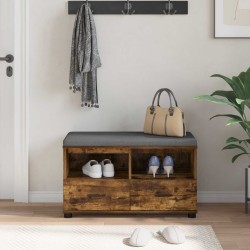 Banc d'entrée avec coussin Chêne Fumé 80 x 38 x 46 cm 554566554566