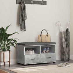 Banc d'entrée avec coussin Gris Béton 80 x 38 x 46 cm 554567554567