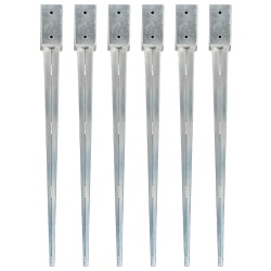Piquets au sol 6 pcs Argenté 7x7x90 cm Acier galvanisé 554570554570