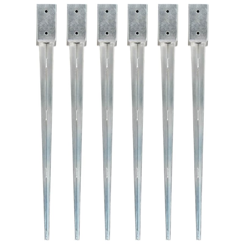 Piquets au sol 6 pcs Argenté 7x7x90 cm Acier galvanisé 554570554570