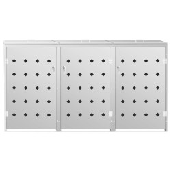 Abri de poubelle triple sur roulettes 240 L Acier inoxydable 554577554577