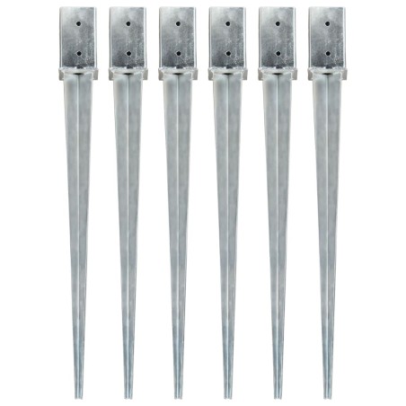 Piquets au sol 6 pcs Argenté 8x8x91 cm Acier galvanisé 554587554587