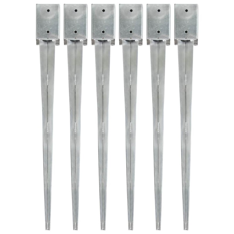 Piquets au sol 6 pcs Argenté 9x9x90 cm Acier galvanisé 554599554599