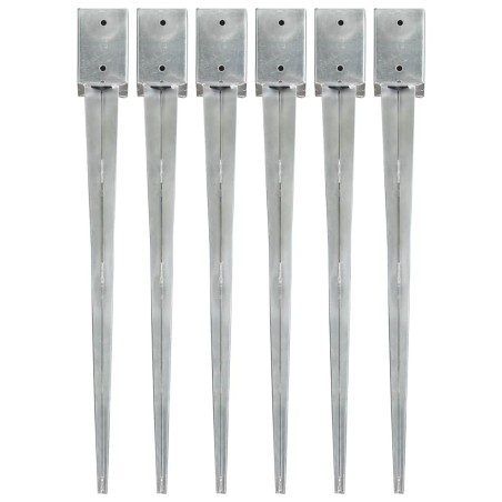 Piquets au sol 6 pcs Argenté 9x9x90 cm Acier galvanisé 554599554599