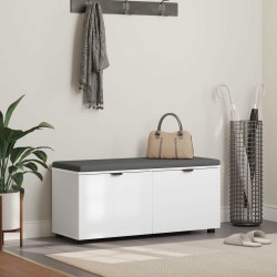 Banc d'entrée Blanc 100 x 38 x 46 cm Bois Ingénierie et Tissu 554601554601