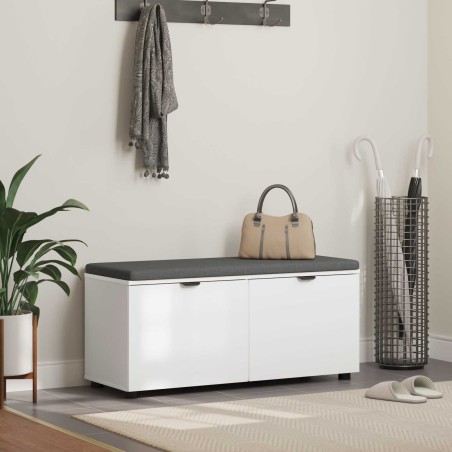 Banc d'entrée Blanc 100 x 38 x 46 cm Bois Ingénierie et Tissu 554601554601