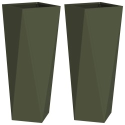 Jardinière 2 pcs Vert olive 30 x 30 x 75 cm Acier 554608554608