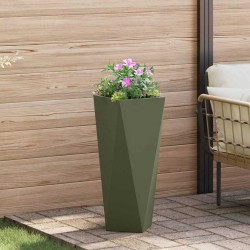 Jardinière 2 pcs Vert olive 30 x 30 x 75 cm Acier 554608554608