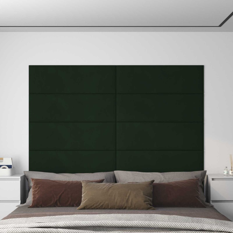 Tête de lit murale 12 pcs Vert foncé 90 x 30 cm Velours 554639554639