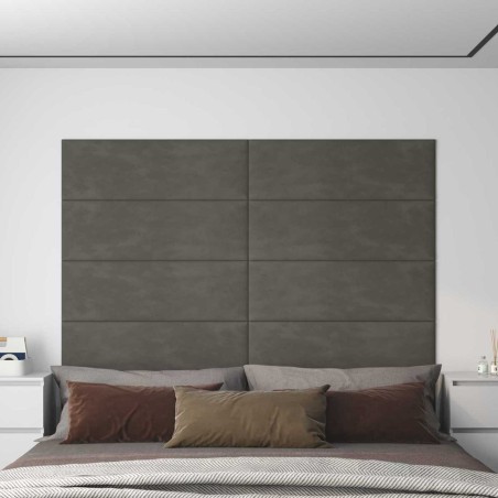 Tête de lit murale 12 pcs Gris foncé 90 x 30 cm Velours 554640554640