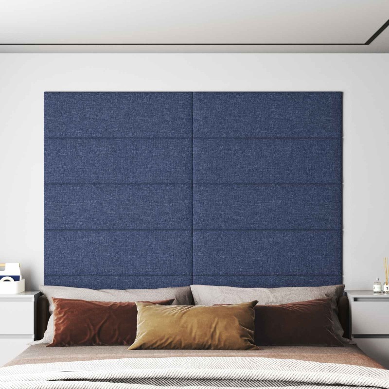 Tête de lit murale 12 pcs Bleu 90 x 30 cm tissu 554642554642
