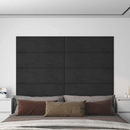 Tête de lit murale 12 pcs Noir 90 x 30 cm Velours 554650554650