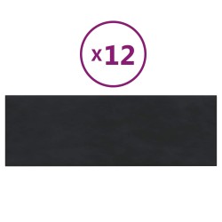 Tête de lit murale 12 pcs Noir 90 x 30 cm Velours 554650554650
