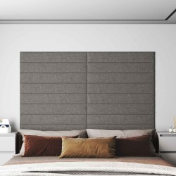 Tête de lit murale 12 pcs Gris clair 90 x 15 cm tissu 554652554652