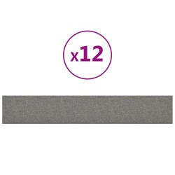 Tête de lit murale 12 pcs Gris clair 90 x 15 cm tissu 554652554652