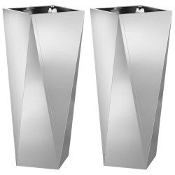 Jardinière 2 pcs Argent 30 x 30 x 75 cm Acier galvanisé 554684554684