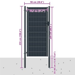 Portail de clôture en PVC et acier 100 x 204 cm anthracite 554714554714