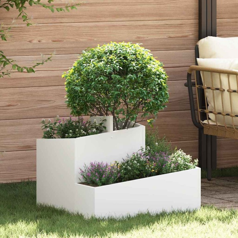 Cache-pot de jardin Blanc 60 x 60 x 50 cm Acier laminé à froid 554872554872