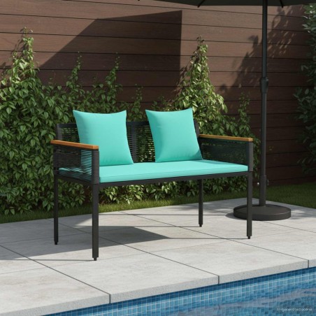 Banc extérieur Noir et turquoise 117 x 54 x 74.5 cm polyrotin 554890554890