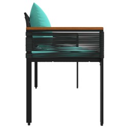 Banc extérieur Noir et turquoise 117 x 54 x 74.5 cm polyrotin 554890554890