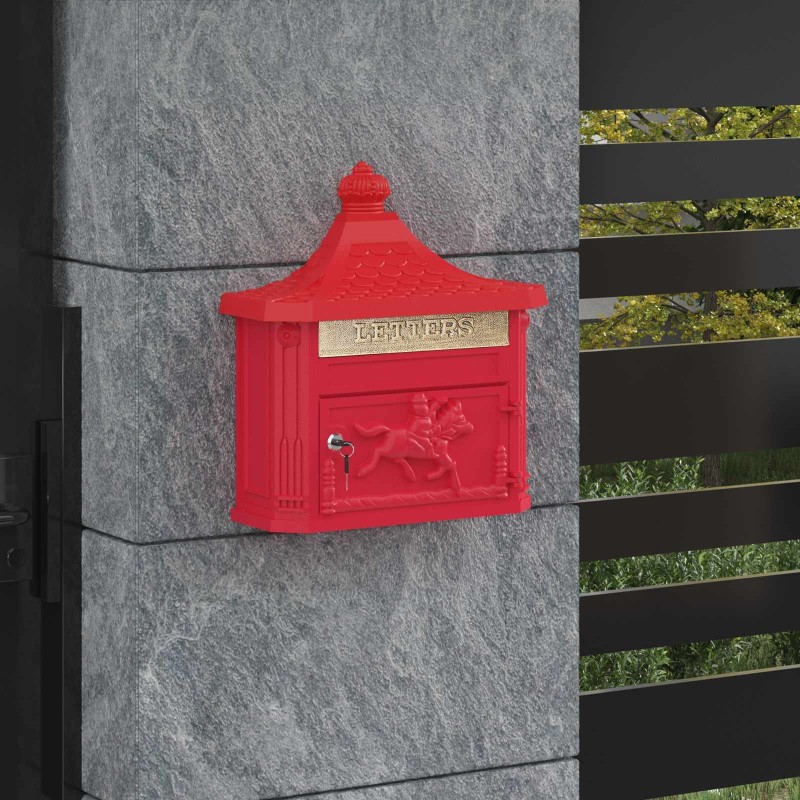 Boîte aux lettres murale avec stockage Rouge 40,5 x 16 x 45 cm 554928554928