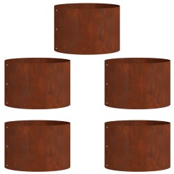 Anneau de jardinière 5 pcs Marron 30 x 30 x 20 cm Acier patiné 554953554953