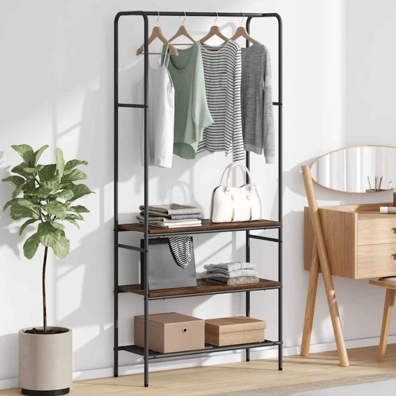 Porte-vêtements Chêne fumé 77 x 30 x 171 cm Bois d'ingénierie 555039555039