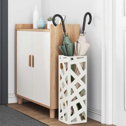 Porte-parapluie avec stockage Blanc 15,5 x 15,5 x 49 cm Métal 555086555086