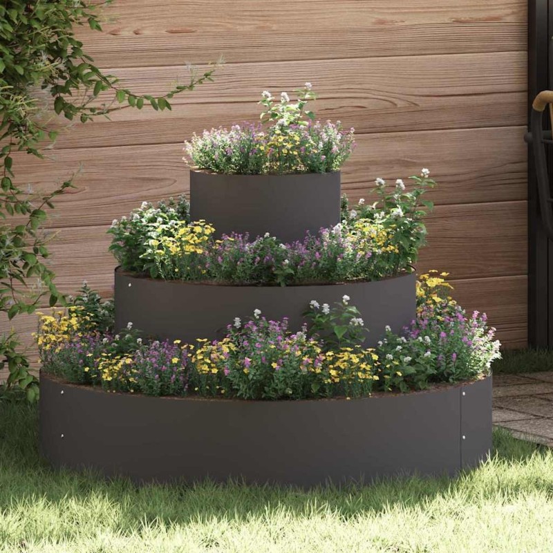 Cache-pot de jardin Noir 90 x 90 x 20 cm Acier laminé à froid 555116555116
